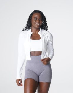 NVGTN Fitness kadınlar ilahi dikişsiz fermuar beyaz 2T4TB112