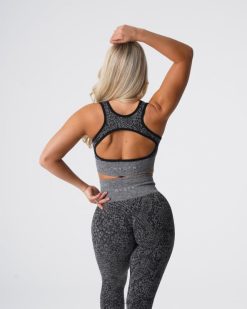 NVGTN Fitness kadınlar yılan derisi eclipse dikişsiz sütyen siyah benekli 2T4TB215