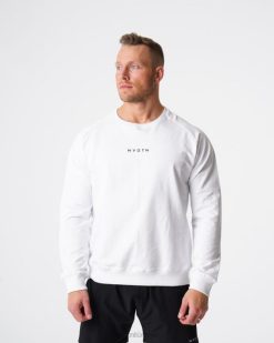 NVGTN üstler erkekler mürettebat boyunlu sweatshirt beyaz 2T4TB791